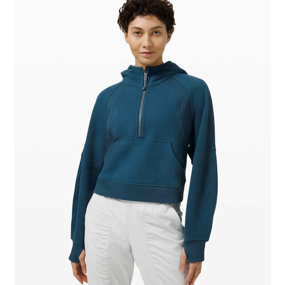 lululemon athletica Tops - Lululemon Scuba Oversized 1/2 Zip Hoodie Blue Borealis